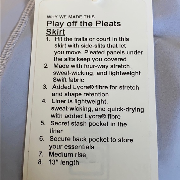 Lululemon play off the pleats skirt - Picture 9 of 9